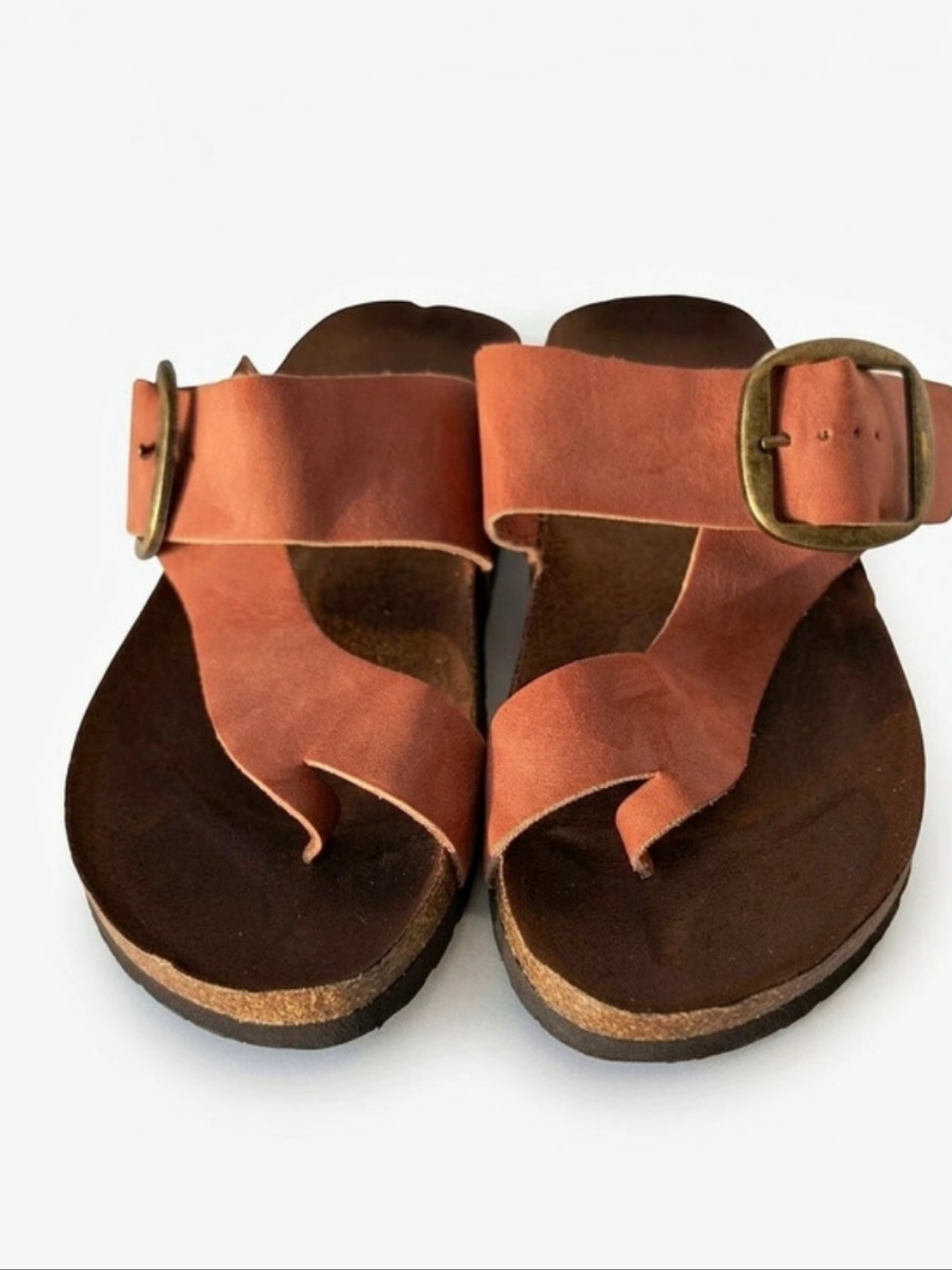 Cliffs by White Mountain Gwenie Toe Ring Cork Slide Sandals Brown Tan Size 6 1/2